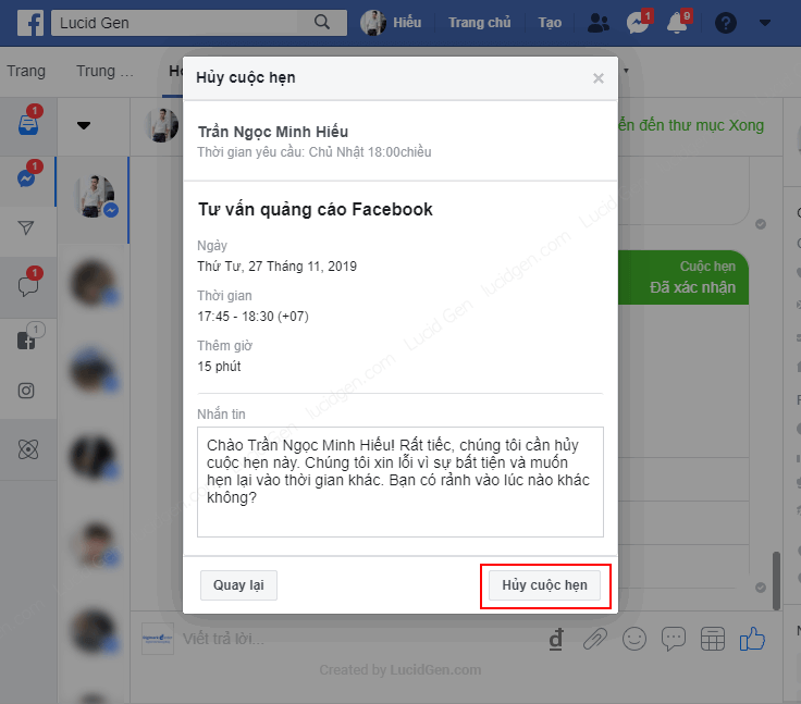 How to make appointment on Facebook page