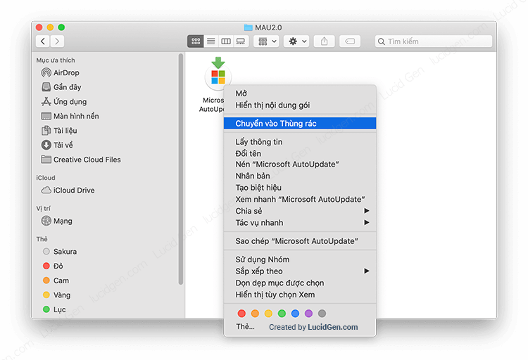 Select Move to Trash to uninstall Microsoft AutoUpdate on Mac