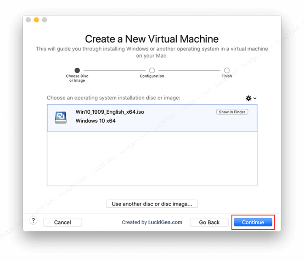 Giả lập Windows trên mac (Macbook). Kéo thả file Windows bạn đả tải vào trình cài đặt của VMware