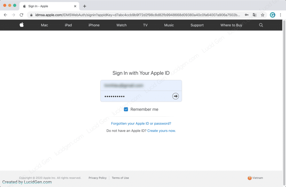 Điền Apple ID và mật khẩu để đăng nhập