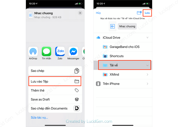 How to set ringtone on iPhone without iTunes and computer - You choose to Save to File, then select the iCloud Drive folder > Downloads, then click Save
