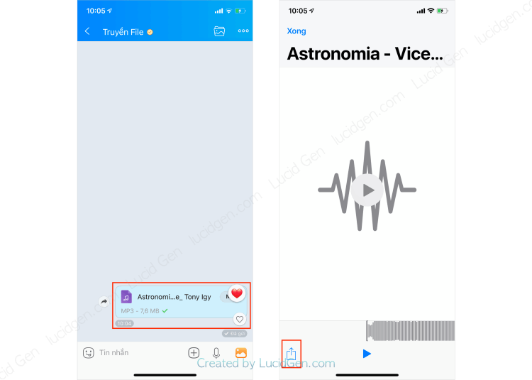 How to set ringtone on iPhone without iTunes and computer - Open it on your iPhone, then click the share button in the bottom corner