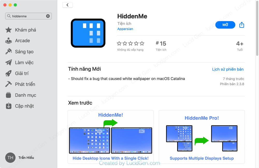 How to hide icons on Mac desktop - Download the HiddenMe app from the App Store