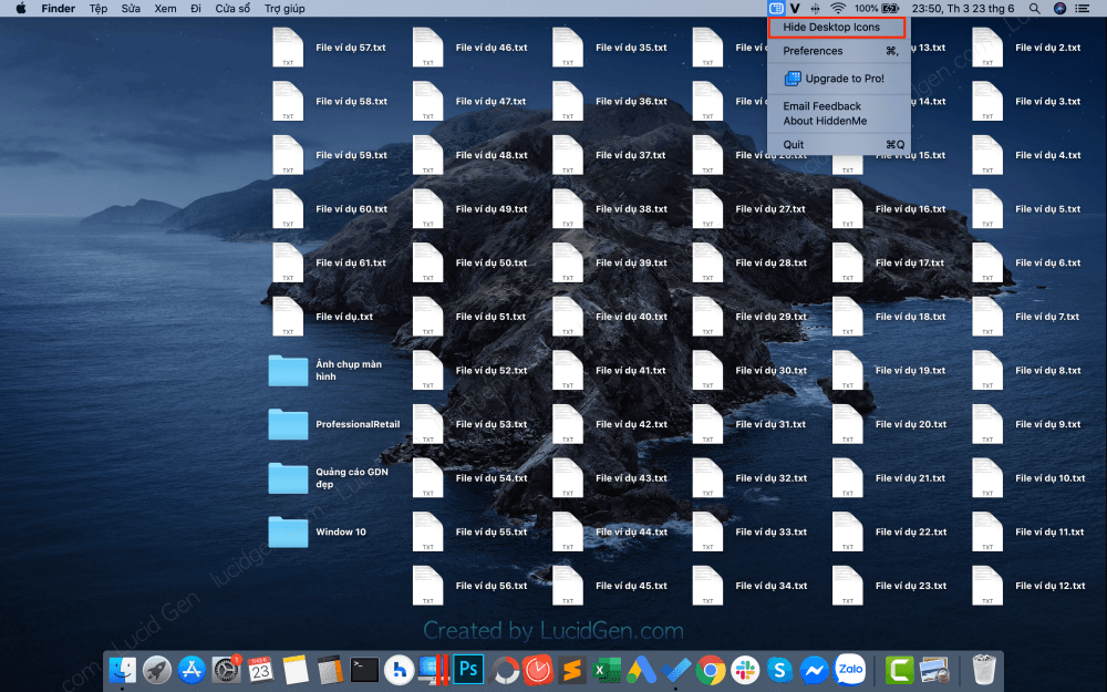 Ẩn tất cả file và icon trên màn hình Mac (Macbook)