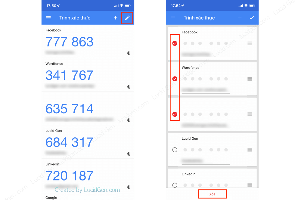 How to delete the Google Authenticator code on the phone