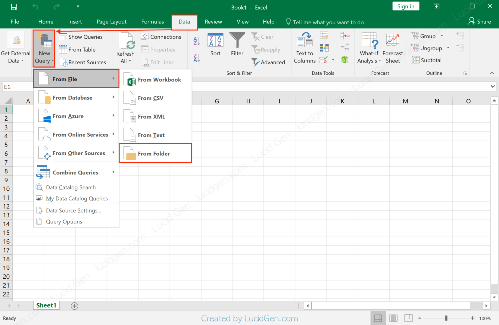 Gộp nhiều file Excel thành 1 - Gộp file CSV - Gộp file Excel online - Nhập số liệu từ From Folder