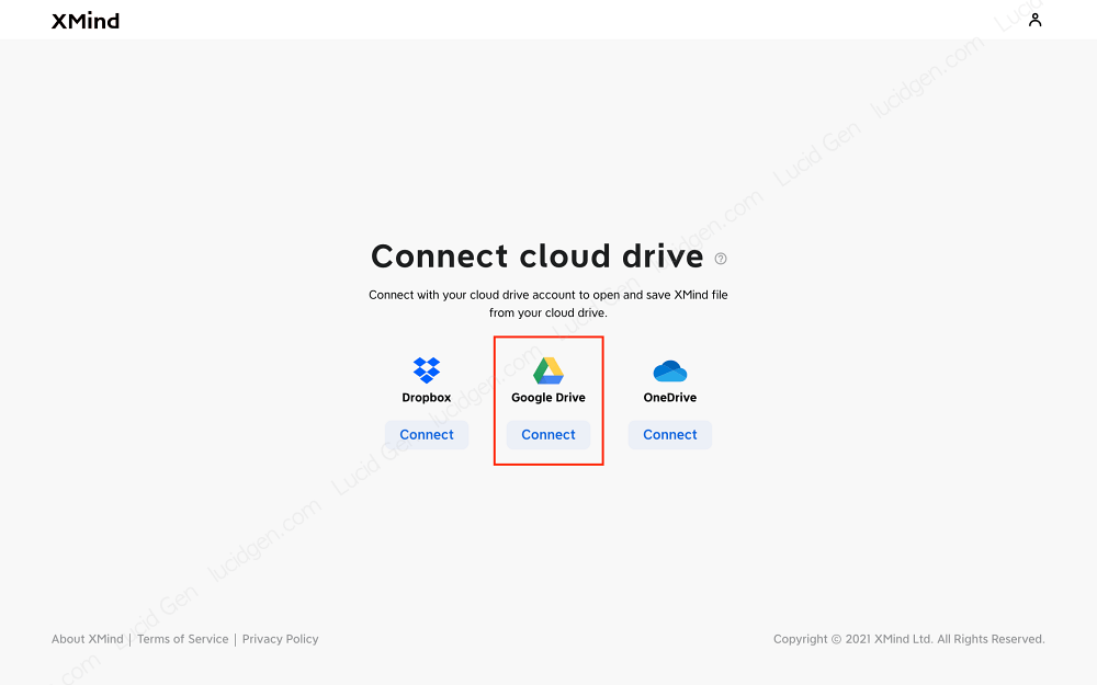 Connect to a storage service to save mind maps online