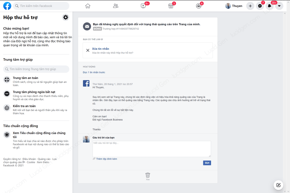 Kháng trang không được phép quảng cáo Facebook 6