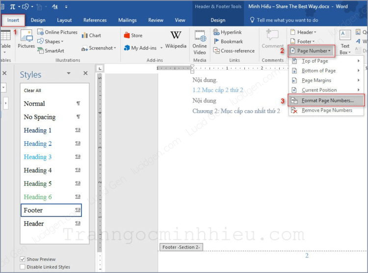 Create automatic table of contents in Word with Heading