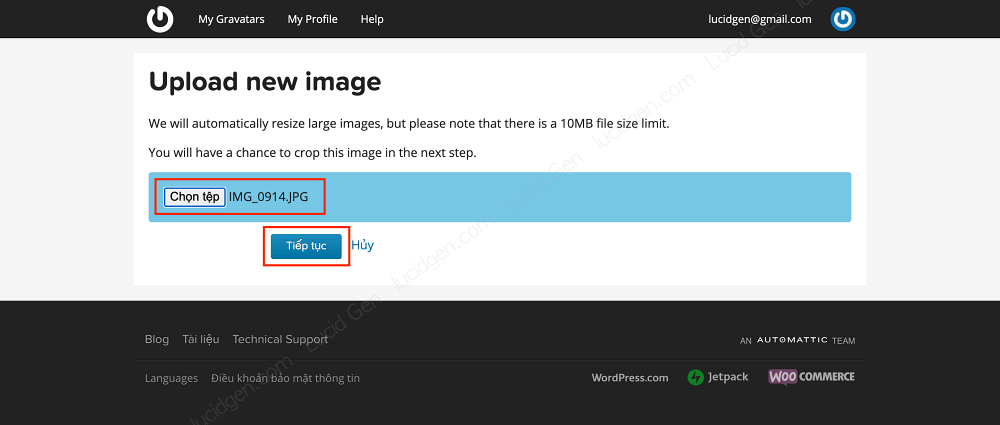 Select the image file and then click Continue
