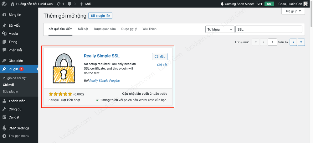 Cài Really Simple SSL để chuyển HTTP sang HTTPS chấp hết mọi vấn đề