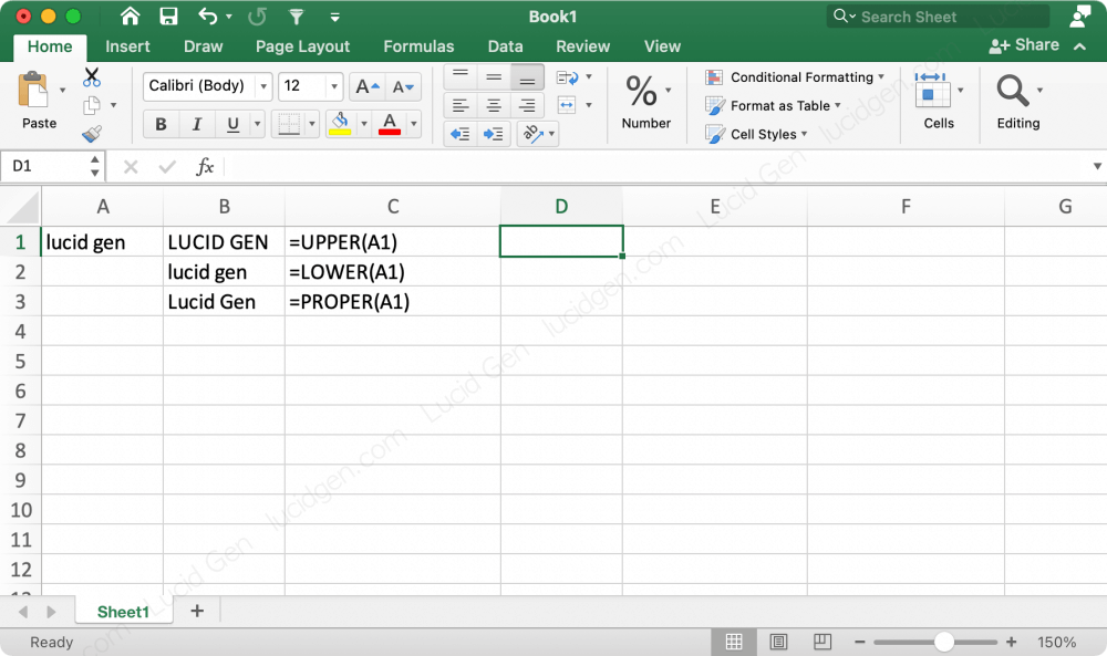How to change lowercase to uppercase in Excel with the formula
