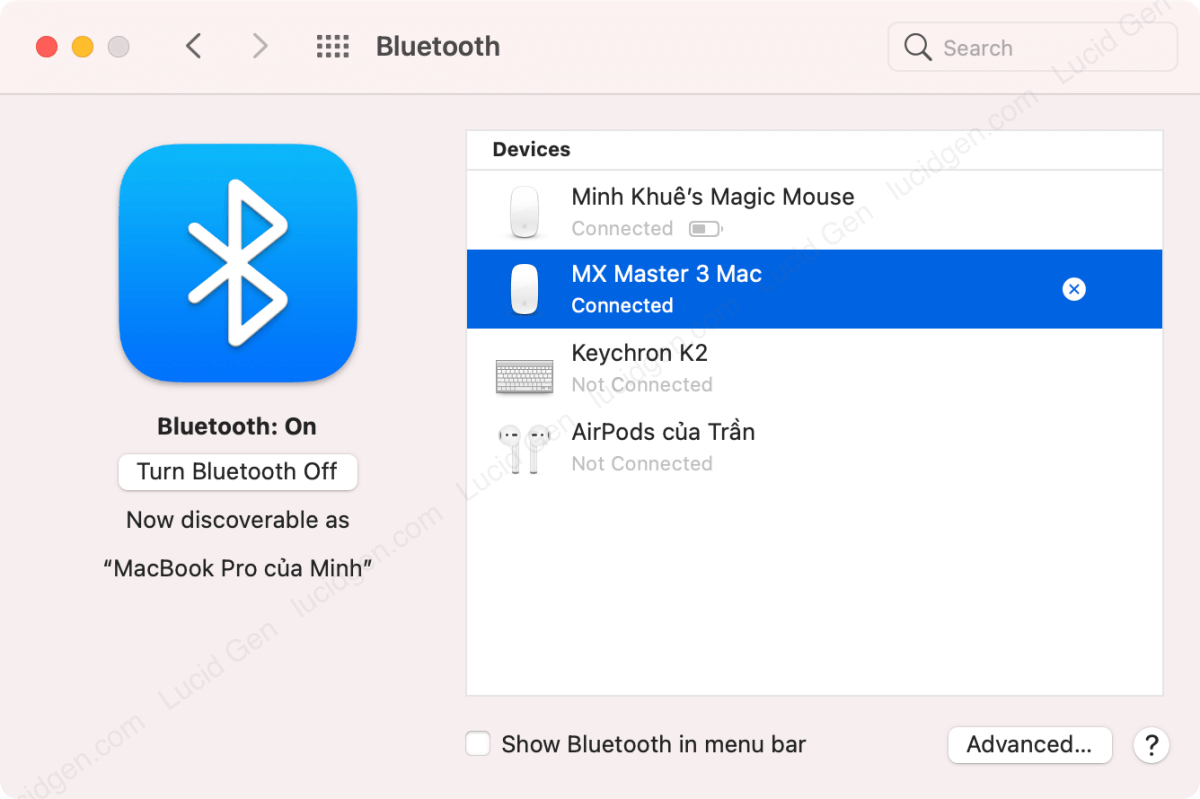 Kết nối chuột với MacBook qua Bluetooth