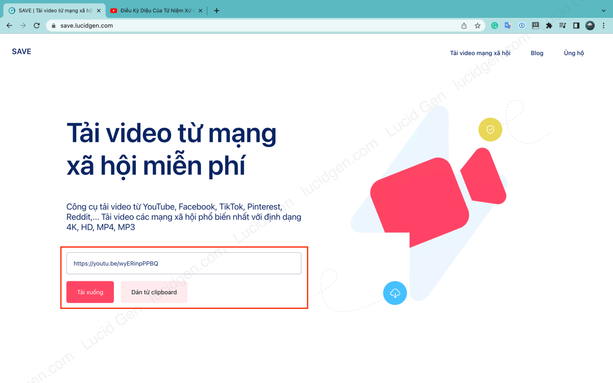 Paste the URL and click the Download button to download the 4K YouTube video