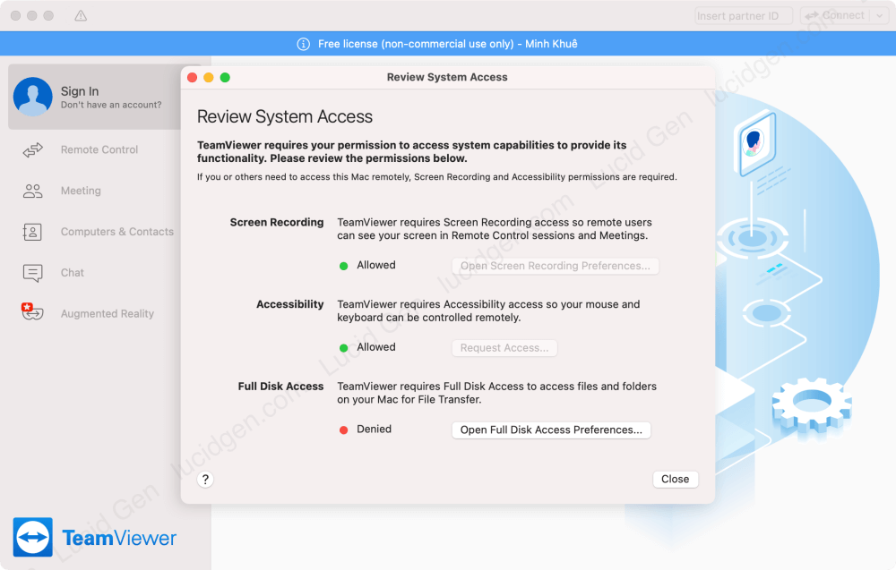 Cách cấp quyền truy cập TeamViewer trên Mac hoàn chỉnh