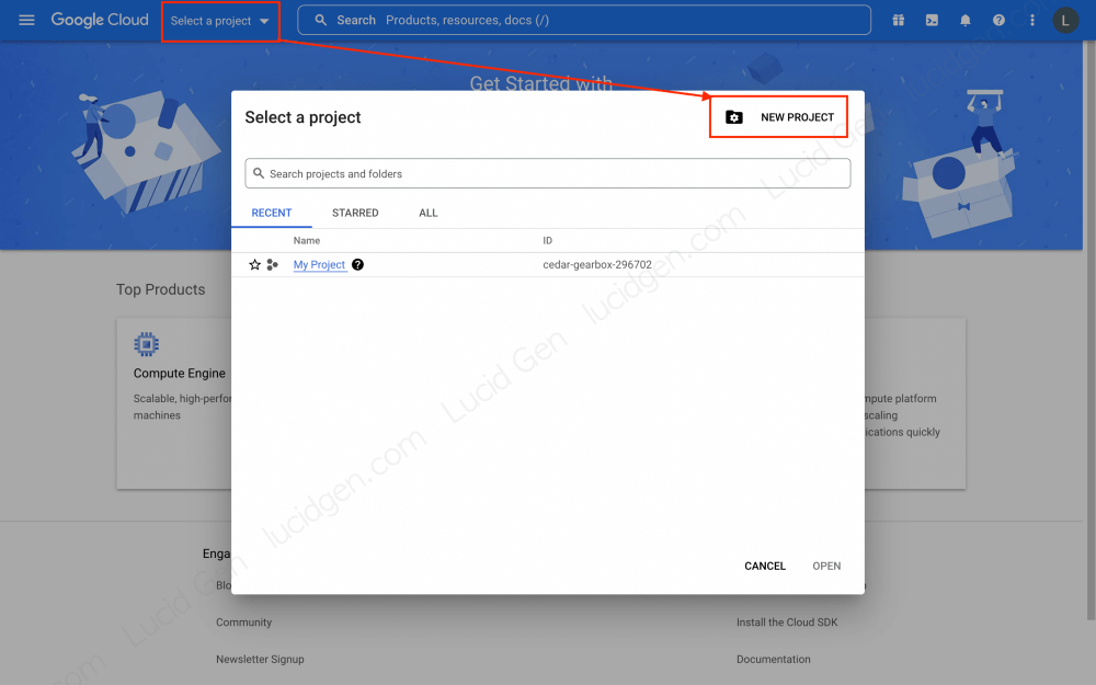 Tạo một Project trước khi tạo Service Account