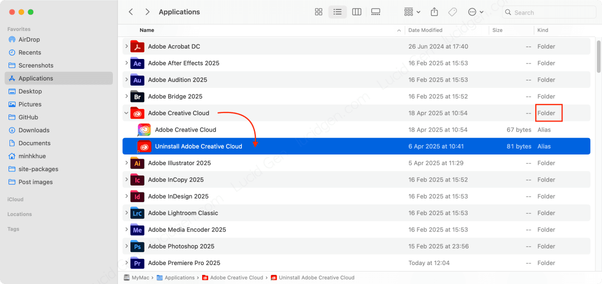 Dùng trình gỡ cài đặt ứng dụng (ví dụ Adobe)